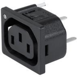 Panel socket F, 3 pole, snap-in, PCB connection, black, 3-100-406