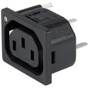 Panel socket F, 3 pole, snap-in, PCB connection, black, 3-100-406 - 1