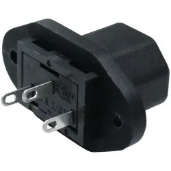 Panel socket F, 3 pole, screw mounting, solder connection, black, 6182.0001