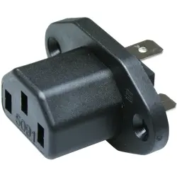 Panel socket F, 3 pole, screw mounting, plug-in connection, black, 6182.0006