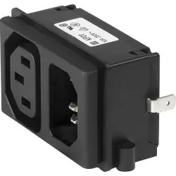 Combination element plug C14, 3 pole, screw mounting, PCB connection, black, KP01.1152.11