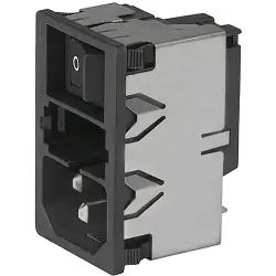 Combination element plug C14, 3 pole, snap-in, plug-in connection, black, KM01.1205.11
