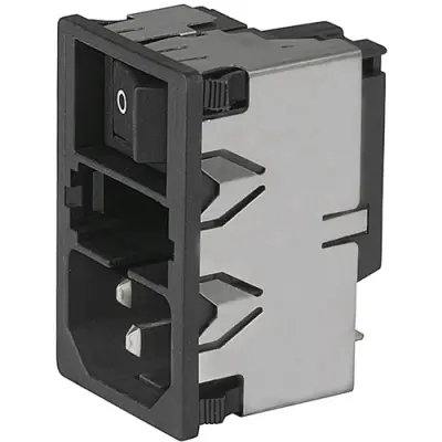 Combination element plug C14, 3 pole, snap-in, plug-in connection, black, KM01.1205.11 - 1