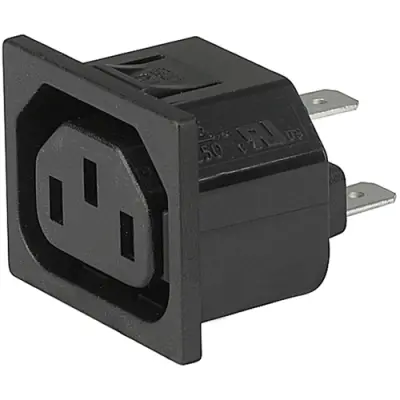 Panel socket F, 3 pole, snap-in, plug-in connection, black, 4724.0100 - 1