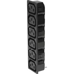 Panel socket 6-fold F, 3 pole, snap-in, solder connection, black, 0909.0041