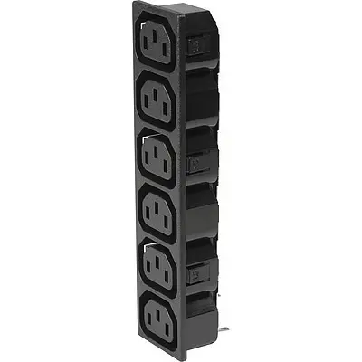 Panel socket 6-fold F, 3 pole, snap-in, solder connection, black, 0909.0041 - 1