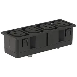 Panel socket 4-fold F, 3 pole, snap-in, solder/plug-in connection, black, 4752.6000