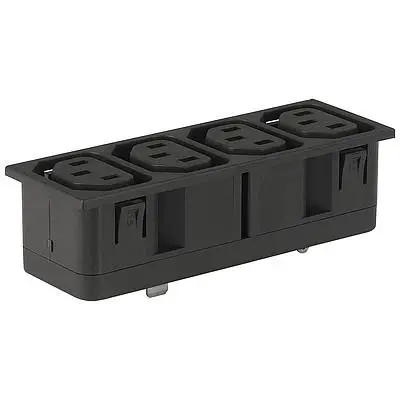 Panel socket 4-fold F, 3 pole, snap-in, solder/plug-in connection, black, 4752.6000 - 1