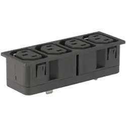 Panel socket 4-fold F, 3 pole, snap-in, solder/plug-in connection, black, 4752.4000