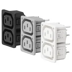 Panel socket 4-fold F, 3 pole, snap-in, plug-in connection, black, 3-135-540