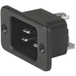 Panel plug C20, 3 pole, screw mounting, plug-in connection, black, 6163.0004