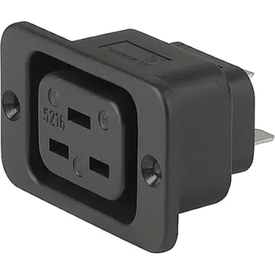 Panel socket J, 3 pole, screw mounting, plug-in connection, black, 6183.0002 - 1