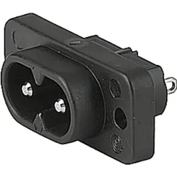 Panel plug C8, 2 pole, screw mounting, solder connection, black, 6160.0013