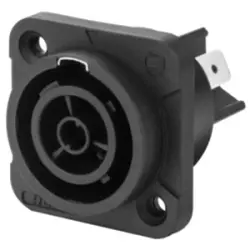 Panel socket, 3 pole, chassis mounting, solder connection, black, RRAC3F-X-000-1