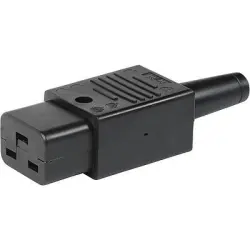 Jack C19, 3 pole, cable assembly, screw connection, 1.5 mm², black, 3-109-087