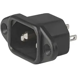 Panel plug C14, 3 pole, screw mounting, plug-in connector 6.3 x 0.8, gray, 6162.0168