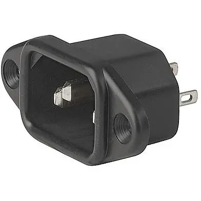 Panel plug C18, 2 pole, screw mounting, plug-in connector 4.8 x 0.8, black, 3-107-592 - 1