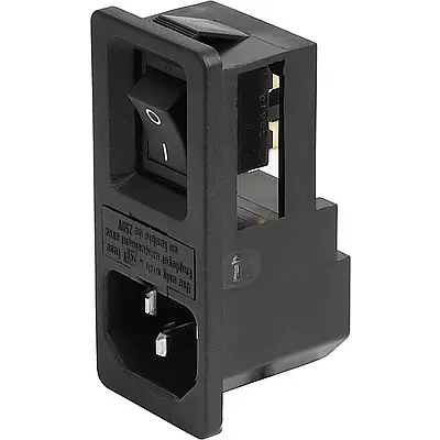 Combination element plug C14, 3 pole, snap-in, plug-in connector 4.8 x 0.8, black, 4304.6148 - 1