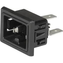 Panel plug C15, 3 pole, snap-in, plug-in connector 6.3 x 0.8, black, 3-142-763