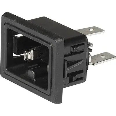 Panel plug C15, 3 pole, snap-in, plug-in connector 4.8 x 0.8, black, 3-142-768 - 1