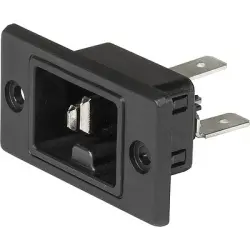 Panel plug C15, 3 pole, snap-in, plug-in connector 6.3 x 0.8, black, 3-142-750
