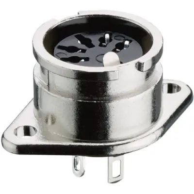 Panel socket, 4 pole, solder cup, bayonet locking, straight, 0107 04 - 1