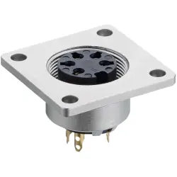 Panel socket, 3 pole, solder cup, screw locking, straight, 0308 03