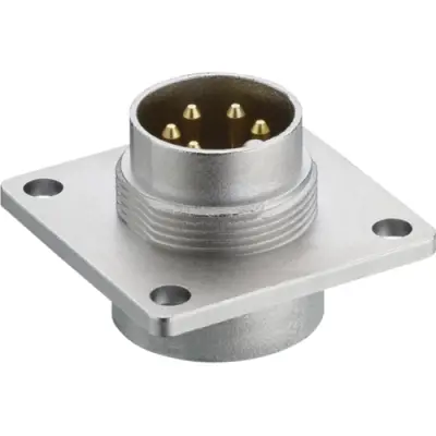 Panel plug, 6 pole, solder cup, screw locking, straight, 0318 06 - 1