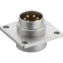 Panel plug, 6 pole, solder cup, screw locking, straight, 0318 06