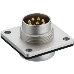 Panel plug, 6 pole, solder cup, screw locking, straight, 0318-2 06-1