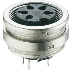 Panel socket, 3 pole, solder cup, screw locking, straight, KFR 30