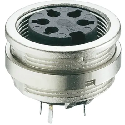 Panel socket, 4 pole, solder cup, screw locking, straight, KFR 40 - 1