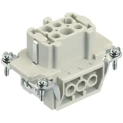 Socket contact insert, 6B, 6 pole, equipped, screw connection, with PE contact, 09330062701
