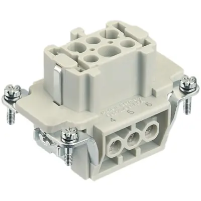 Socket contact insert, 6B, 6 pole, equipped, screw connection, with PE contact, 09330062701 - 1