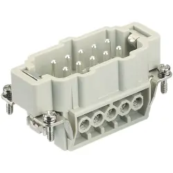 Pin contact insert, 10B, 10 pole, equipped, screw connection, with PE contact, 09330102601