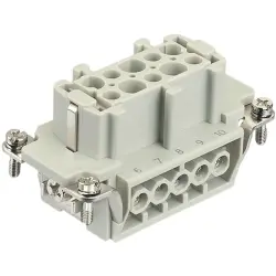 Socket contact insert, 10B, 10 pole, equipped, screw connection, with PE contact, 09330102701