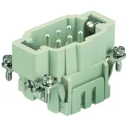 Pin contact insert, 6B, 6 pole, equipped, cage clamp terminal, with PE contact, 09330062616