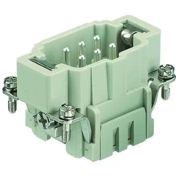 Pin contact insert, 6B, 6 pole, equipped, cage clamp terminal, with PE contact, 09330062616 - 1