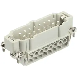 Pin contact insert, 16B, 16 pole, equipped, screw connection, with PE contact, 09330162601