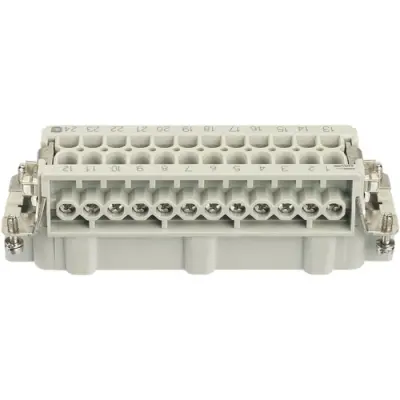 Pin contact insert, 24B, 24 pole, equipped, screw connection, with PE contact, 09330242601 - 1