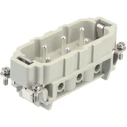 Pin contact insert, 16B, 6 pole, equipped, screw connection, with PE contact, 09310062601