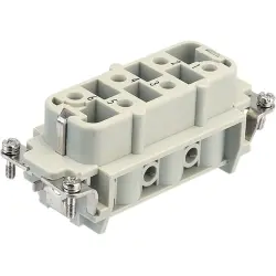 Socket contact insert, 16B, 6 pole, equipped, screw connection, with PE contact, 09310062701