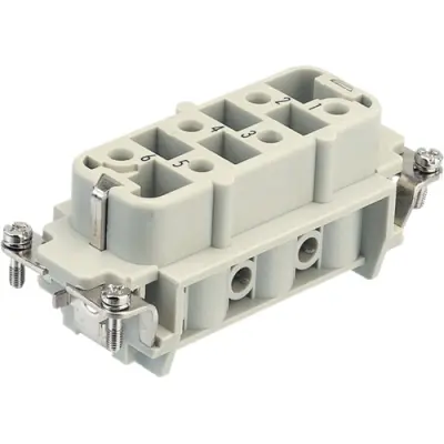 Socket contact insert, 16B, 6 pole, equipped, screw connection, with PE contact, 09310062701 - 1