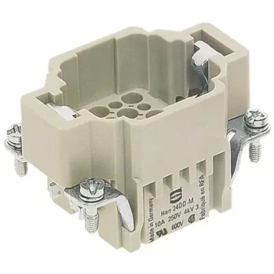 Pin contact insert, 6B, 24 pole, unequipped, crimp connection, with PE contact, 09160243001 - 1