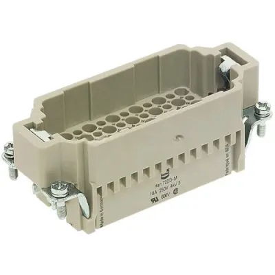 Pin contact insert, 16B, 72 pole, unequipped, crimp connection, with PE contact, 09160723001 - 1