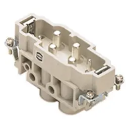 Pin contact insert, 16B, 4 pole, equipped, screw connection, with PE contact, 09380062611
