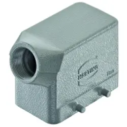 Grommet housing, size 10B, die-cast aluminum, PG16, angled, cross bow locking, IP65/IP66/IP67, 09300101521