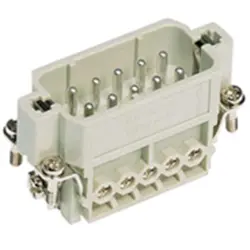 Pin contact insert, 10A, 10 pole, equipped, screw connection, with PE contact, 09200102612