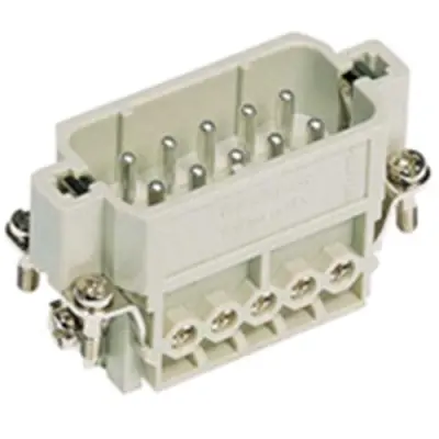 Pin contact insert, 10A, 10 pole, equipped, screw connection, with PE contact, 09200102612 - 1