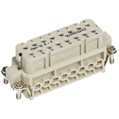 Socket contact insert, 16A, 16 pole, equipped, screw connection, with PE contact, 09200162812 - 1